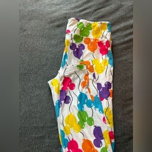 Disney White Leggings with Multicolor Mickey Balloon Print